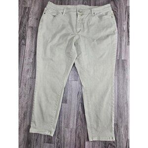 (3/$35) a.n.a Jeans Womens 18W Sage Green Mid-Rise Skinny Ankle Plus Size Denim